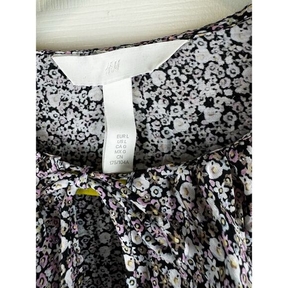 H&M Flounce-Collared Blouse Lavender Multi L cottagecore 51-03 - Picture 14 of 16